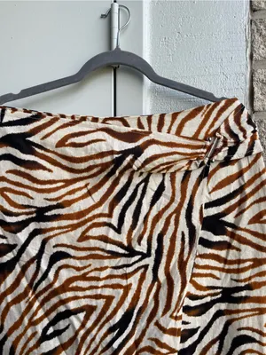 House of Harlow 1960 Zebra-Print Wrap Midi Skirt in Brown, Black, Cream thumbnail 5