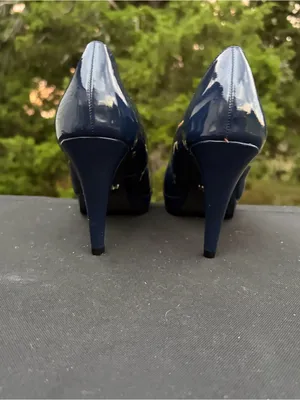 Nickels Navy Blue Patent Leather "Denny" Platform Pump Heels Size 7.5M thumbnail 7