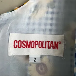 Cosmopolitan Sunflower Gingham Sheath Dress Blue White Floral Retro Size 2 thumbnail 6