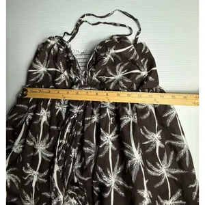 Kate Spade New York Sundress Brown Palm Tree‎ Print Cotton Smocked Dress Medium thumbnail 3