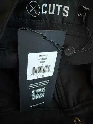 Cuts AO Jogger Black Tapered Jogger Sweatpants Elastic Ankle Small Women's NWT thumbnail 6