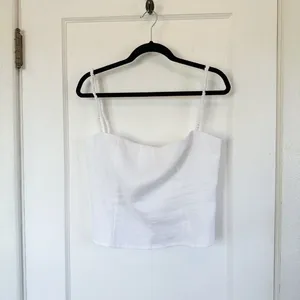 Reformation‎ | Amaya Strappy Open-Back 100% Linen Top in White thumbnail 5