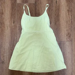 Old Navy Womens‎ Lime Green Linen Blend Smocked Back Mini Dress with Pockets L thumbnail 1