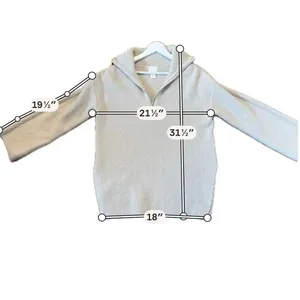 H&M light weight beige melange wool blend ribbed quarter zip sweater small thumbnail 7