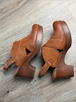 b.o.c. Born Concept Cecila Platform Clogs Brown Slingback Heels Size 9M thumbnail 12