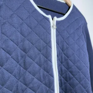 Lauren Ralph Lauren Women Sweater M Blue Preppy Quilted Zip Rib Knit Nautical thumbnail 8