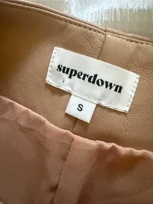 Superdown Jezabel Faux Leather Midi Skirt Nude Tan Pencil Skirt Size Small thumbnail 9