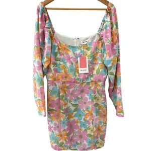 The Frolic‎ Floral Print Square Neck Mini Dress Multi Size 10 thumbnail 2