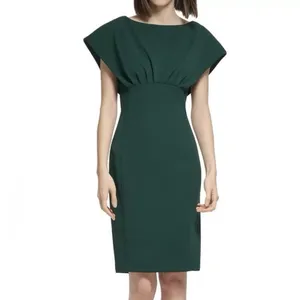 Calvin Klein Green Short Sleeve Stretch Crepe Sheath Dress Office Wedding 6 thumbnail 4