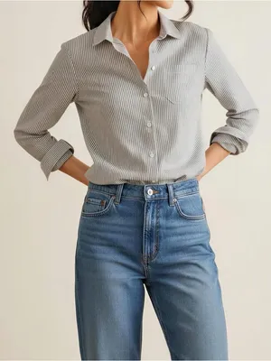 SÉZANE Tomboy Stripe Shirt, Ecru/Blue, FR36/US4 thumbnail 1