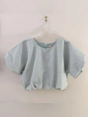 Hunter Crop‎ Bubble Blouse in Surf Spray Large NWT thumbnail 6
