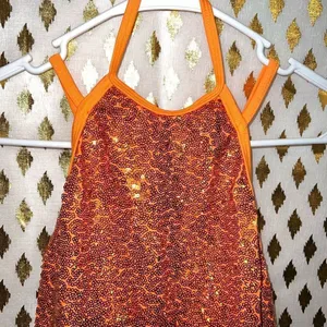 Revolution Rave festival dance bling dress w shorts orange sequin bling size S thumbnail 3