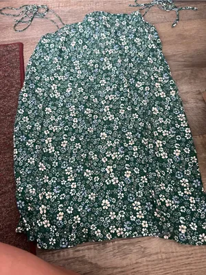 Reformation Agean Mini Dress Green Floral Print Tie Strap Shoulders Size 4 thumbnail 8