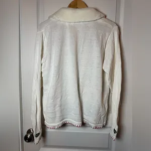 VINTAGE Victoria Jones White Embroidery Christmas Cardigan size L thumbnail 6