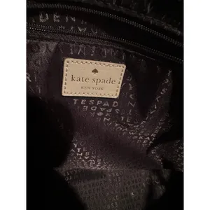 NWOT Kate Spade Black n Beige Leather Kristen Top Zip Tote Bag thumbnail 5