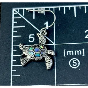 NEW Storrs Wild Pearle abalone Turtle Earrings Paua Shell . New in Box. thumbnail 4