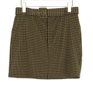 Hollister Ultra High-Rise Gingham Plaid Belted Mini Skirt Tan Black Medium thumbnail 3