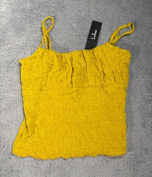 Lulu's Yellow/geeen Textured Smocked Cami Top small NWT thumbnail 1