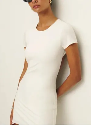 Reformation Christy Knit Dress White Size L thumbnail 1