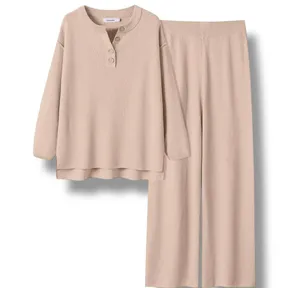Caracililia two piece waffle knit lounge set thumbnail 1