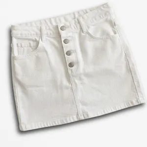 J. Galt Womens White Denim Mini‎ Skirt Button Fly 100% Cotton Size XS thumbnail 1