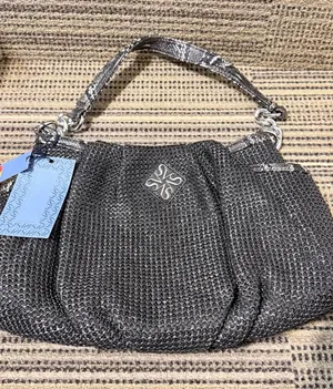 Simply Vera Vera Wang Black Woven Hobo with Silver Accent snakeskin print thumbnail 1