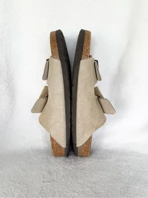 Birkenstock Women’s Suede 2-Strap Buckle Slide Sandals Beige EU 37 US 6 thumbnail 7