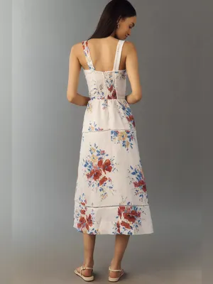 New Reformation Everett 100% Linen Midi Dress size 4 thumbnail 3