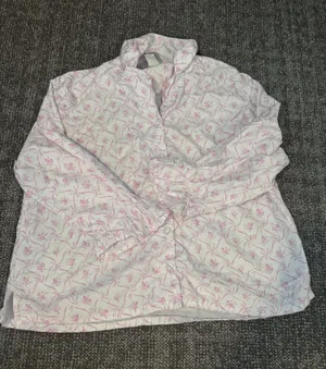 Love Shack Fancy Pottery Barn Pajama Set Floral Pink White Tie Front Pants thumbnail 1