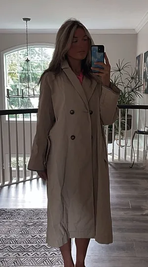 Gorgeous Tan Topshop Long Buttoned Trench Coat thumbnail 1