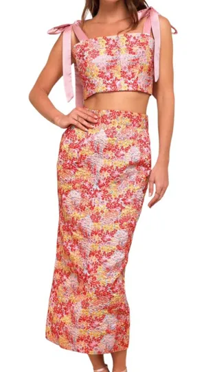 NWT Lulus Ellarina Multi Metallic Tie Strap 2 Piece Dress Size thumbnail 1
