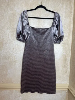 Anthropologie Mare Mare Balloon Sleeve Mini Velvet Smoked Dress Sz L thumbnail 3