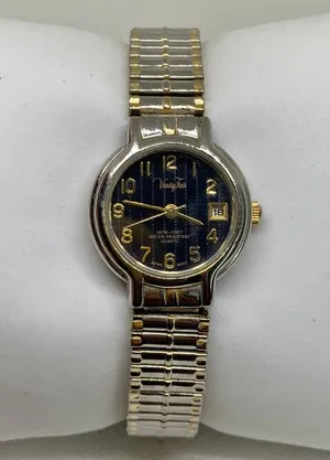 Vanity fair women date watch vintage 23mm round two tone size 6.5” running thumbnail 1