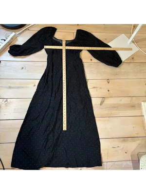 A New Day NWT Womens Long Sleeve Crepe Maxi A-Line Dress Black White Polka Dot S thumbnail 9