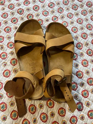 NWOT Fantasy Sandals 100% Leather Made in Greece Tan Size EU41/US 11 thumbnail 3