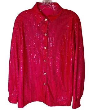 Swiftie Era’s Tour Inspo Jacket! Hot Pink Sequined Jacket Size Medium! thumbnail 1