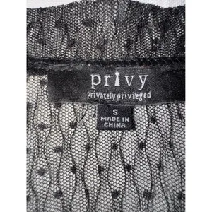 Privy Privately Privileged Black Mesh Dot Sheer‎ Puff Sleeve Top PT40395N Small thumbnail 4