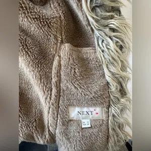 Faux Suede Tan Women's Long Coat with Faux Fur Trim thumbnail 6