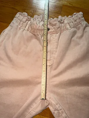 Zara Pale Pink Drawstring Paperbag Waist Chinos thumbnail 3