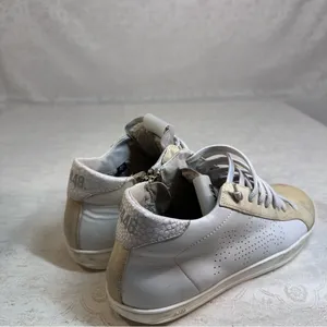 P448 Thea Mid White Cream Leather Platform High Top Sneakers EU 40 thumbnail 6