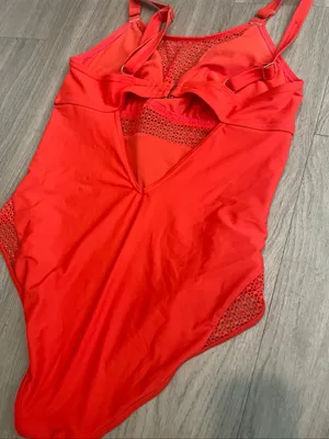 Adore Me Bright Red One-Piece Swimsuit with Mesh Accents thumbnail 2