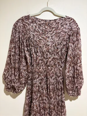 Shona Joy Grace Pin Tuck Tiered Midi Dress Brown Floral Cottagecore Prairie 2 thumbnail 6