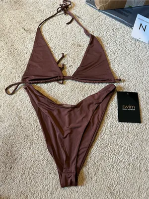 NWT Naked Wardrobe Swim bikini set brown extra large thumbnail 2