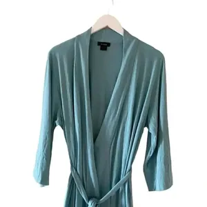 Națori Light Blue Soft Casual Loungewear Women’s Robe Tie Pockets SZ S # 1756 thumbnail 4
