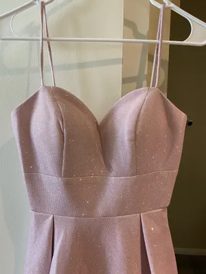 May queen pink glittery A-line mini dress, prom dress thumbnail 3