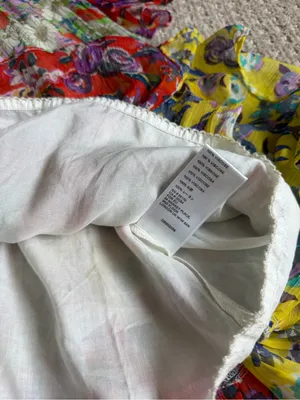 Anthropologie Yellow Floral Pleated Dress with Purple and Teal Accents size 0 thumbnail 3