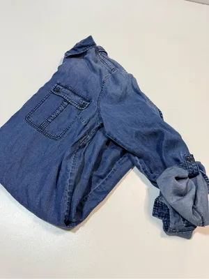 Fossil Blue Denim Shirt Dress size L thumbnail 6