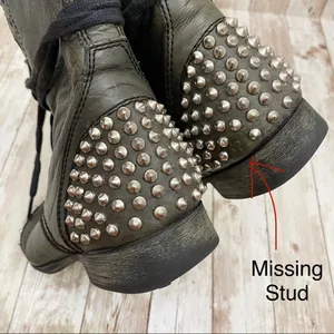 STEVE MADDEN “Tarnney” Dark Olive Green Leather Studded Combat Boots Size 7.5M thumbnail 14