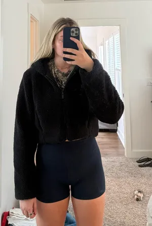 Alo Cropped Sherpa Zip Up thumbnail 1