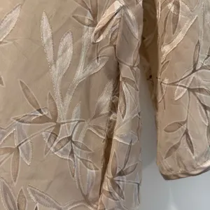 HALSTON Women's Medium Beige Leaf Pattern Sheer Long Kimono Robe Lounge*No Belt* thumbnail 6
